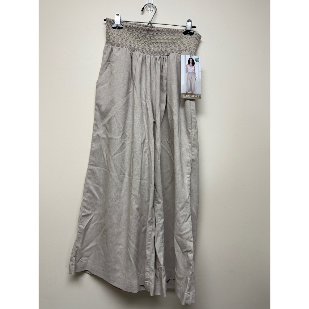 SoundStyle Linen Blend Wide Leg Womens Pants Sz L New
